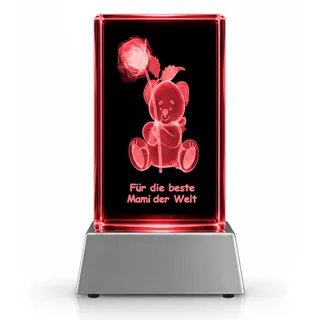 Kristall Glasblock 3D Lasergravur Beste Mama der Welt 8 x 5 x 5 cm Schwarz