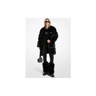 MK Mantel aus Kunstpelz und Lackleder - Schwarz - Michael Kors - S