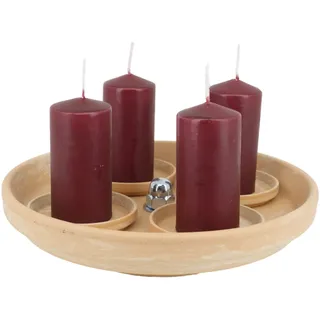 Advent Schale, Adventskranz, Adventsdeko für Winter/Weihnachten im Dekotrend aus Ton/Terrakotta - HORNET-PRODUCTS Die Teelichtofen - Manufaktur (Marbled, Bordeaux)