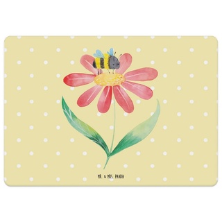 Platzset, Hummel Blume - Gelb Pastell - Geschenk, Tischset, Platzset, Biene, Gu, Mr. & Mrs. Panda, (1-St), Designs mit Liebe gelb