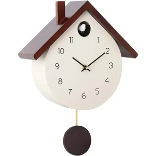 LOVIVER Kuckucksuhr mit und Glockenspiel, Wanduhr aus, ideal für Büro, Kinderzimmer, Party, Einweihung oder Esszimmer, Beige