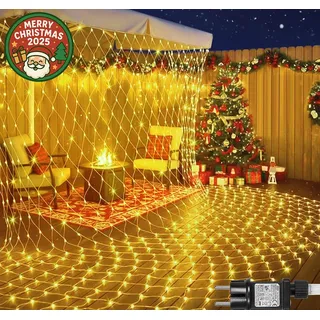 MERRY 2026 LED-Lichternetz mit 8 Modi,31V Sichere LED Lichterkette Netz für Weihnachtsdeko, 6x4M 660 LEDs, mit Timer Lichtnetz für Büsche Garten Balkon Fenster