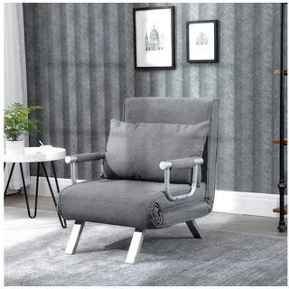 HOMCOM Sessel mit Armlehne, 3-in-1 Gästebett, Klappmatratze, Klappbett (Schlafsessel, 1-St., Schlafsofa), für Wohnzimmer, Hellgrau grau