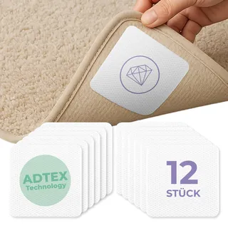 Teppich Antirutschunterlage Antirutsch Pads [AdTex Technology] 12Stk. Anti Rutsch Pads Waschbar +Ersatzklebestreifen Anti Rutsch Teppichunterlage rutschfest Antirutschmatte für Teppich 10x10cm