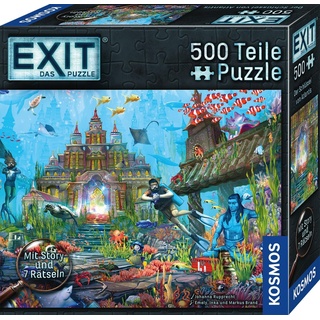KOSMOS 683962 EXIT® - Das Puzzle Der Schlüssel zu Atlantis, 500 Teile Puzzle, für Erwachsene und Kinder ab 10 Jahren, Escape Room Puzzle für Einsteiger mit Rätseln