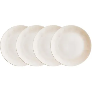 BUTLERS 4er-Set Essteller Steinzeug - ATLANTIS - spülmaschinenfest | Farbe Beige - ø 28 cm - Speiseteller für Hauptgerichte & Beilagen - Dinnerteller für Fleisch & Fisch - reaktive Glasur