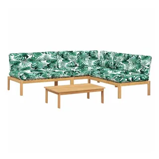 vidaXL Loungesofa 4-tlg. Garten-Sofagarnitur aus Paletten mit Kissen nholz, 1 Teile braun|grün