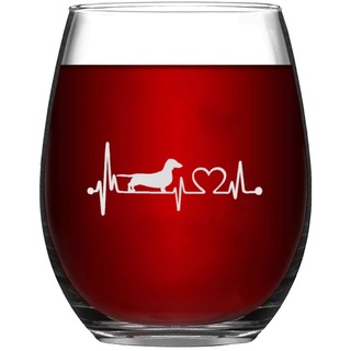Weinglas mit Dackel-Herzschlag, lustig, ohne Stiel, Lasergravur, Whiskyglas, Schnapsglas, einzigartige Idee für ihn, sie, Mutter, Ehefrau, Chef, Schwester, BFF, Geburtstagsgeschenk für Kollegin, 425