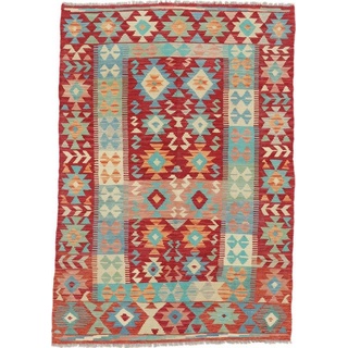 Orientteppich Kelim Afghan 123x176 Handgewebter Orientteppich, Nain Trading, rechteckig, Höhe: 3 mm rot
