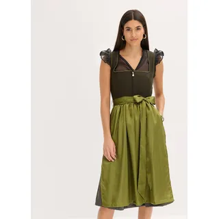 bonprix Dirndl und Schürze (2-tlg.Set), grün, Gr.36, Modern und feminin: Dirndl mit Leinen-Mix-Mieder und einem Jaceuard-Rock sowie einer Schürze aus glänzendem Satin.