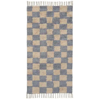 Ferm Living Mara Kinderteppich 80 x 150 cm Blau/Warm Sand