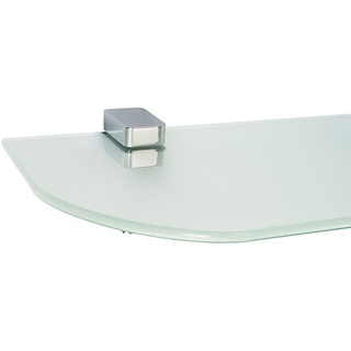 ib style Wandregal Glasregal 6mm satiniert 90 x 15 cm + Clip CONO Verchromt, Glasboden aus ESG-Sicherheitsglas - Wandregal silberfarben