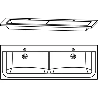 Puris Star Line Glas Möbel-Doppelwaschtisch 140 cm, Badkeramik, WGS924D82, optiwhite