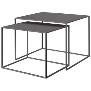 blomus Beistelltisch -FERA- 2er Set quadratische Tische: Minimalistisch, Robust & Elegant (Set, 2-St., 2 Tische), Pulverbeschicht, Minimalistisches Design, Platzsparend, Quadratisch grau 60 cm x 45 cm x 50 cm