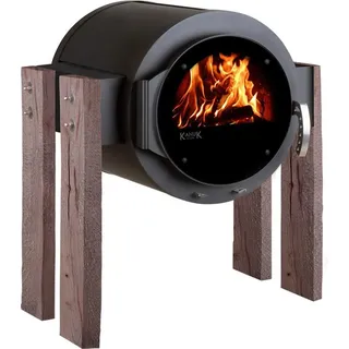 Kaminofen Kanuk® STAND Wood Eiche rustikal - Schwarz