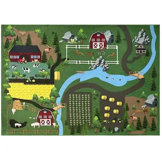 KJUT Kinderteppich Bauernhof Spielteppich , mehrfarbig , Synthetische Fasern , Maße (cm): B: 140