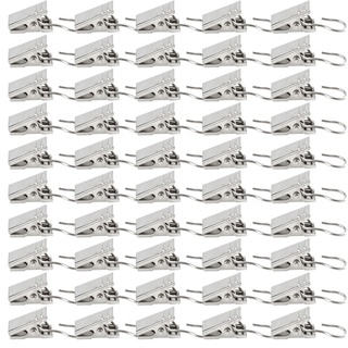 RANRAO 50 Stück Vorhang-Clips mit Haken, Gardinenstangen-Clips, Metall-Duschvorhangstange, Clip-Ringe, Vorhangklemmen, Vorhangringe, Clips