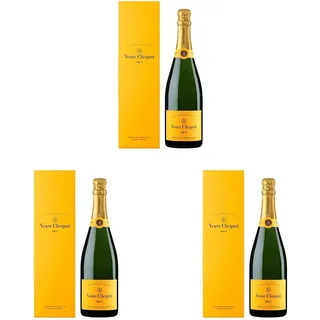 Veuve Clicquot Yellow Label Brut Champagner in Geschenkverpackung, 0,75L (Packung mit 3)