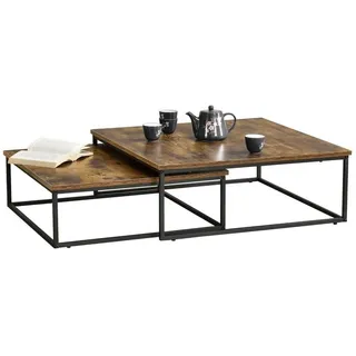 [en.casa] Haninge Dunkler Holzton rund 75 x 75 x 27 cm