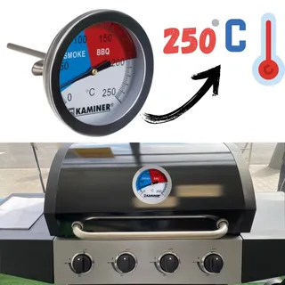 BBQ Grill Thermometer Edelstahl Analog Smoker Gasgrill Räucherofen Einbau Deckel