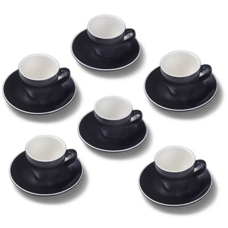 Terra Home Espressotasse extra dickwandiges Espressotassen-Set, Schwarz matt 90 ml, Porzellan, Spülmaschinen und Mikrowellen geeignet 6er Set schwarz