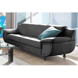TRENDMANUFAKTUR 3-Sitzer "Rondo, Breite 207 cm, breite Armlehnen, Füße schwarz", schwarz, B:207cm H:85cm T:94cm, Kunstleder SOFTLUX;Microfaser PRIMABELLE (100% Polyester);NaturLEDER (echtes Rindsleder);Struktur (54% Polyacryl, 46% Polyester), Sofas, Big-Sofa wahlweise 