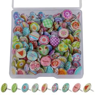 MWOOT 100 Stücke Dekorative Reißzwecke, Mode Stecknadeln Metall Push Pins für Weltkarte, Karte, Cork Board, Stoffmarkierung (Stil B)