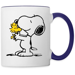 Spreadshirt Peanuts Snoopy Und Woodstock Beste Freunde Tasse Zweifarbig, One size, Weiß/Kobaltblau