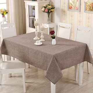 Tischdecke Landhausstil Vintage, Baumwolle Leinen Einfarbig Tischtuch für Küche, Picknick, Tischdekoration, Braun, 120 x 120 cm