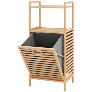 KOMFOTTEU Wäschekorb, Badregal Badschrank mit 2 Regalen beige