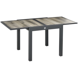 Outsunny Gartentisch Balkontisch mit Ausziehbarer Tischplatte, 160 x 80 x 75cm (Terrassentisch, 1-St., Esstisch), für Garten, Balkon, Beige+Grau beige|grau
