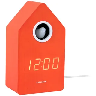 Karlsson Wecker Cuckoo Led - Orange - 9x9x15.8cm | Rechteck - Modern - Holz - Wecker für Schlafzimmer