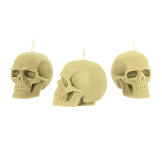 Nklaus - 3x Kerzenset Totenkopf Weiß aus biologich reinem Bienenwachs - Gothik Kerze bunte Figurenkerze Skull - Halloween - Ritualkerze Tropfkerzen 36294