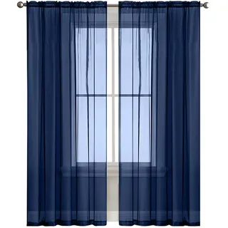 Serenity Gardinen, Dick, Maschinenwaschbar, Doppellagig, Transparent, Für Schlaf-/wohnzimmer, Marineblau, 2 X (100 X 130 Cm)