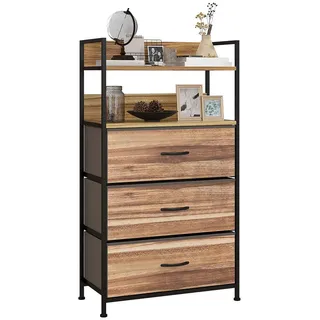 Pangivo Kommode, Ahorn, Metall, Nachbildung, 2 Fächer, 3 Schubladen, 29x101x60 cm, Wohnzimmer, Kommoden & Sideboards, Kommoden