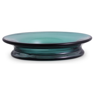 Casa Padrino Luxus Glasschale Grün Ø 30 x H. 7 cm - Runde Obstschale - Deko Schale aus mundgeblasenem Glas - Luxus Kollektion