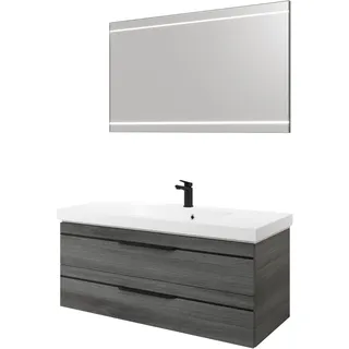 Saphir »Balto 2-teilig Mineralmarmor-Waschtisch mit LED-Spiegel, 123 cm breit«, 2 Schubladen, Badschrank inkl. Schubladendämpfer