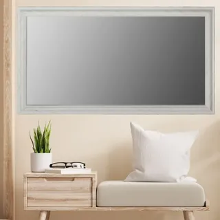 Vintage Spiegel FONDA Weiss-Antik 132x72cm Wandspiegel Badspiegel Facettenschlif