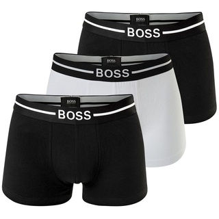 HUGO BOSS Herren Boxer Shorts, 3er Pack - Trunks, Logobund, Cotton Stretch Schwarz/Weiß 2XL