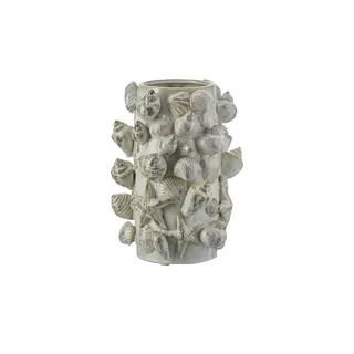 HOME STORY Vase 3D Muschel   , creme , Steinzeug , Maße (cm): H: 28,5  Ø: 20.5