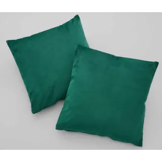 Gardinenbox 2er Set Sofakissen mit Füllung »Milano« HxB 45x45 cm Grün Dekokissen mit Komfort-Samt-Bezug und Reißverschluß mit Füllkissen Extra Weich Couchkissen, 203572-2