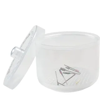 Nagelwerkzeugkasten, professionell, transparent, doppellagig, abnehmbar, rutschfest, tragbar, Station, Organizer, leicht zu reinigende Aufbewahrung für Zuhause, Salon, Kosmetik, 9 x 8 cm, weiß, Refer