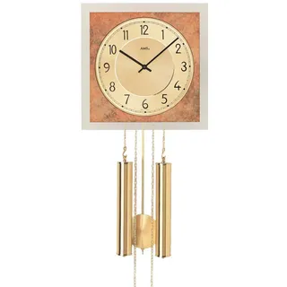 AMS Pendelwanduhr Mechanische Wanduhr mit Gewichten und Pendel H343 braun