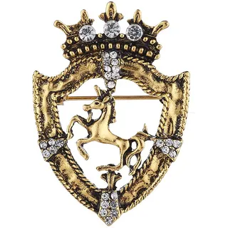Neue Vintage Strass Kleine Krone Prancing Brosche für Herren Anzug Corsage Pferd Revers Pin Badge Bekleidungszubehör