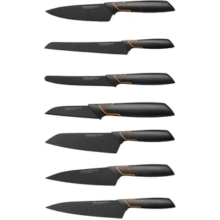 Fiskars Edge Messer Set 7 teilig | 7 verschiedene Küchenmesser Kochmesser Schälmesser Brotmesser