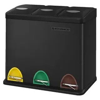 Songmics Mülleimer 3 x 8 l Schwarz