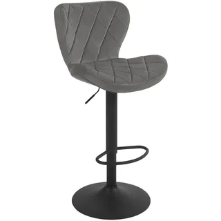 WOLTU Barhocker, Barstuhl höhenverstellbar, Drehhocker 360°, Hocker mit Rückenlehne Fußstütze, Bistrostuhl ergonomisch, Samt Metallgestell, für Bar Bistro Kücheninsel, Dunkelgrau, BH419dgr-1