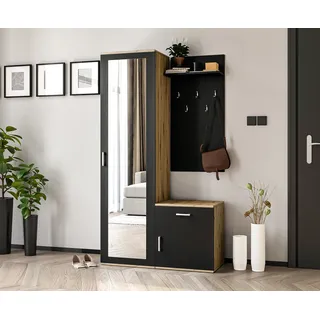 Ax Living Garderobe Mit Spiegel Magnola – 100 Cm Breit, Artisan & Schwarz