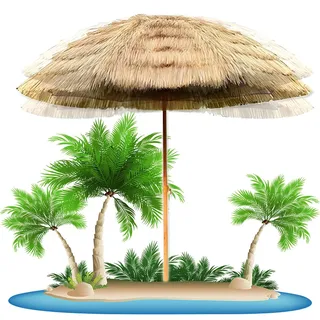 XUQQU 1,60 M, 2,0 M, 2,40 M, 3,0 M Hawaii-Sonnenschirm, Strohschirm, Bastschirm Mit 8 Streben, Hawaii Strandschirm Aus Stroh Für Den Außenbereich Für Garten, Terrasse, Balkon, Pool(1.60m/5.24ft)