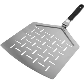 TOPPERFUN Perforierter Pizzaschaufel 33cm aus Edelstahl mit Klappbarem Griff Rechteckiger Faltbarer Pizzaschieber für Outdoor und Backwerkzeug im Heimgebrauch